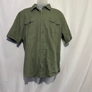 Wrangler Men’s Olive Green Short Sleeve Button Down Shirt Size L